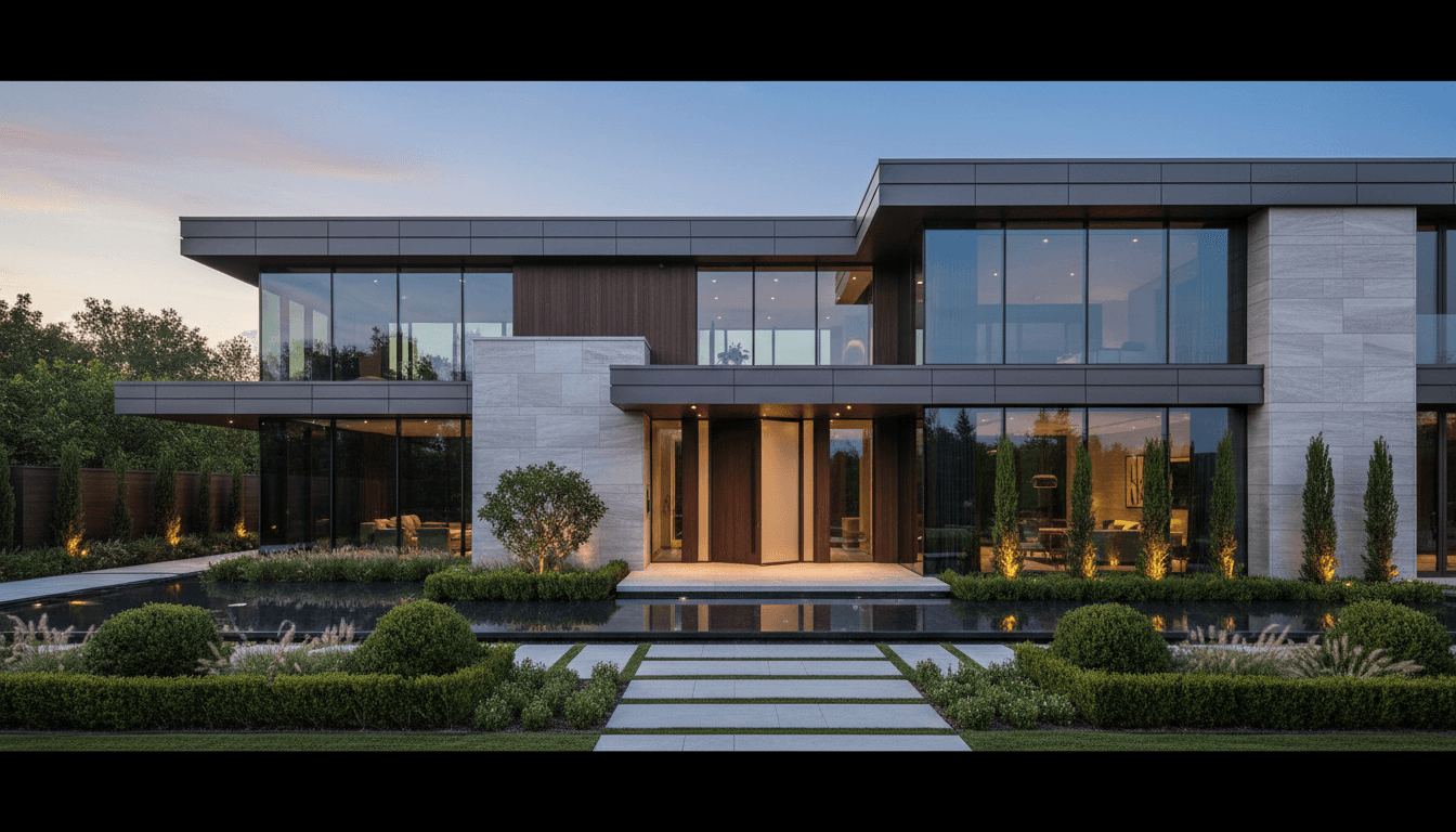 Propriété de luxe moderne avec architecture contemporaine et jardin aménagé